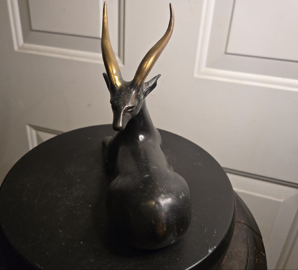 Loet Vanderveen Style Antelope Bronze, Black, and Brass Sculpture Figurine - Picture 2 of 10